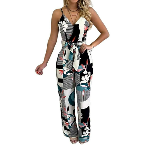 Jumpsuit For Women Fashion Summer Bohemian Style Casual Straight Cool Printed